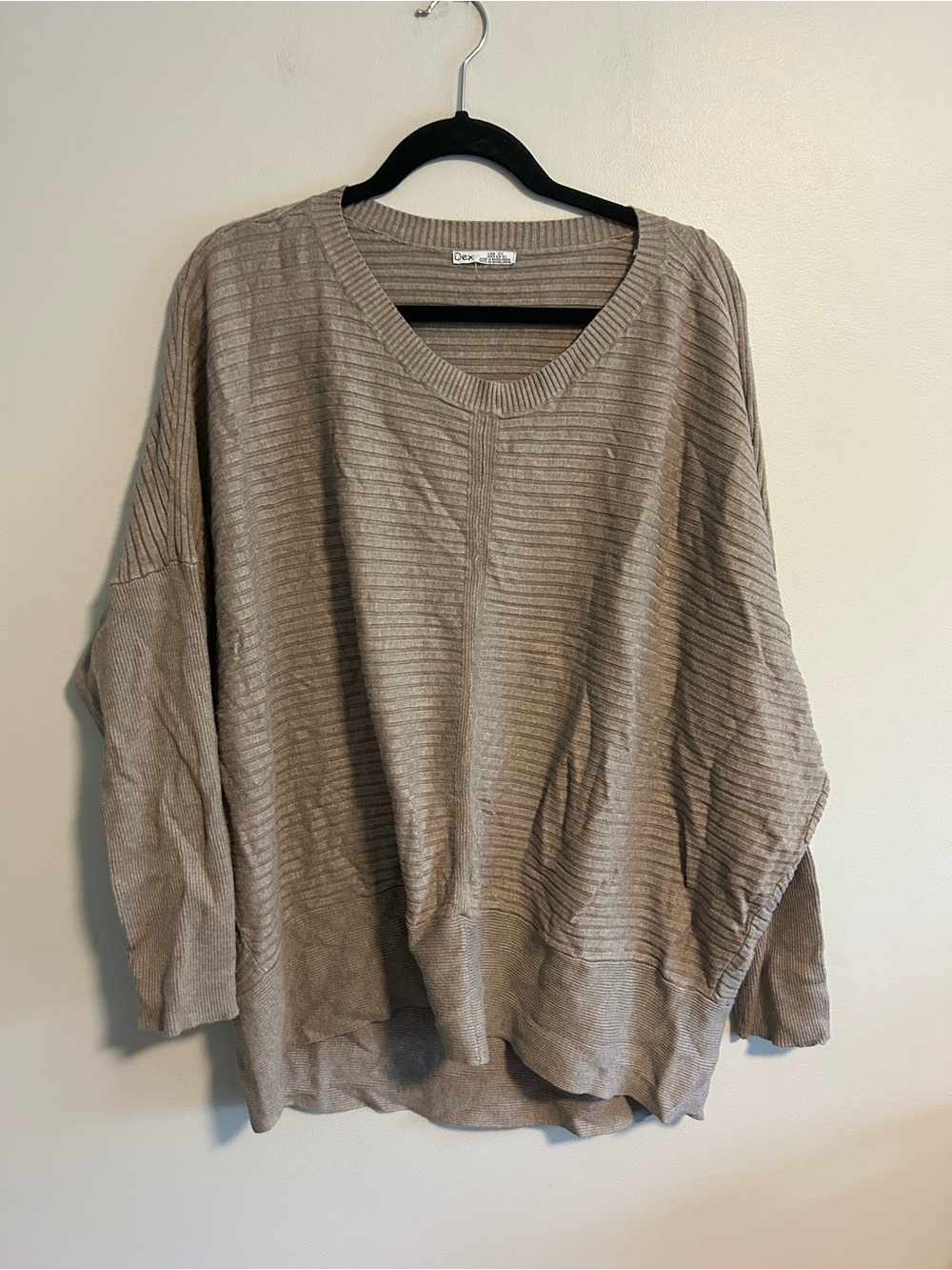 Dex 3x Plus size brown Ribbed long sleeve pullover Sweater